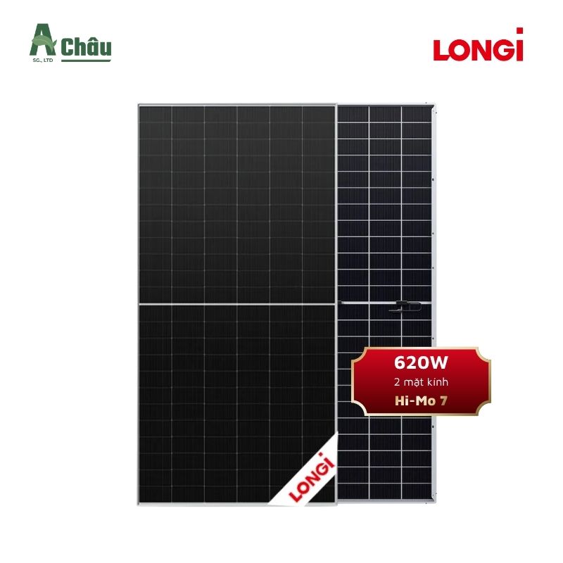 Tấm Pin Năng Lượng Mặt Trời Longi 620W 2 Mặt Kính Hi-Mo 7 LR7-72HGD-620M
