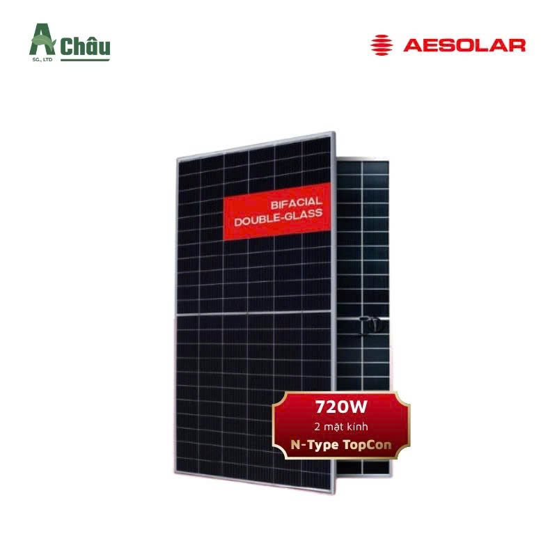 Tấm Pin Mặt Trời AE Solar 720W 2 Mặt Kính N-Type | AE720CME-132BDS